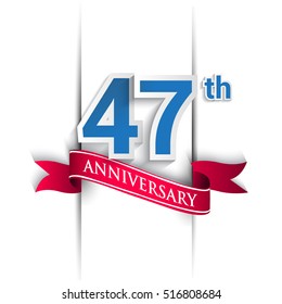 47th Anniversary celebration logo, Vector design template elements for your birthday party.