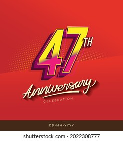 47th anniversary celebration logotype colorful design isolated with red background and modern design.
