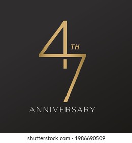 47th anniversary celebration logotype with elegant number shiny gold design