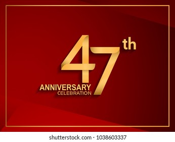 47th anniversary celebration logotype golden color isolated on red color 
