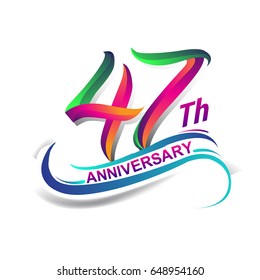 47th anniversary celebration logotype green and red colored. forty seven years birthday logo on white background.