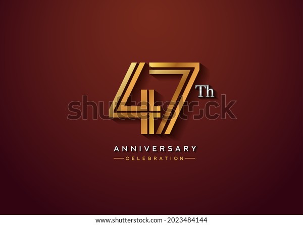 47th
anniversary celebration logotype with linked number gold and silver
color isolated on elegant color. vector anniversary for
celebration, invitation card, and greeting
card