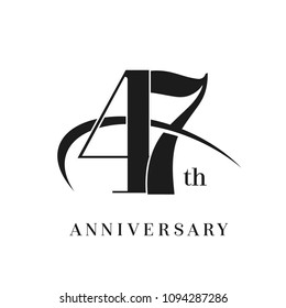 47th Anniversary Celebration simple monogram Design. pictogram vector icon, simple years birthday logo label, black and white stamp isolated