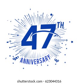 47th Anniversary fireworks and celebration background with swoosh and confetti