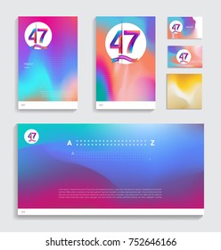 47th anniversary with Fluid colors covers set. celebration template Good for cover, placards, poster, banner, background, flyer design