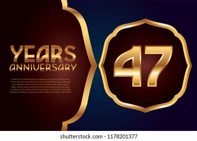 47th Anniversary gold numbers. background for anniversary
