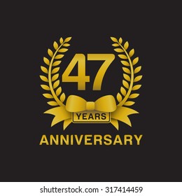 47th anniversary golden wreath logo black background