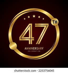 47th anniversary logo design concept with golden ring. Logo Vector Template