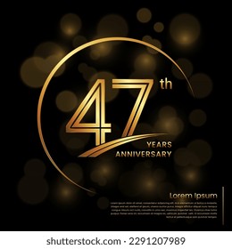 47th Anniversary logo design with double line numbers. Golden anniversary template. Vector Logo Template