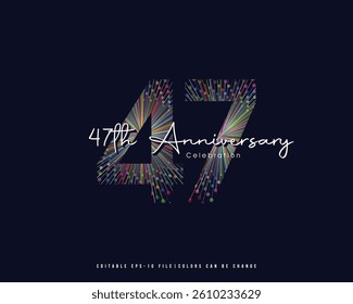 47th Anniversary Logo Design, Editable Vector Template.
