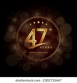 47-jähriges Logo mit goldenem Doppelzeilenstil, verziert mit Glitter und Konfetti Vector EPS10