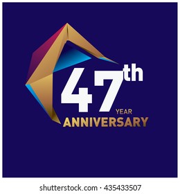 47th anniversary logo with gold shape modern looks. Anniversary signs illustration. Gold anniversary logo design and illustration?