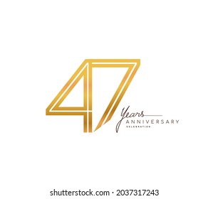 47th anniversary logo golden colored with linked number isolated on white background, vector design for greeting card and invitation card.