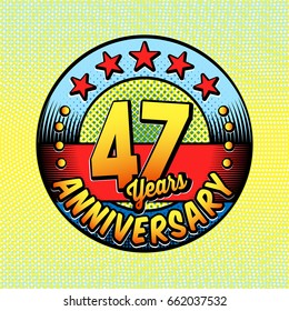 47th anniversary logo. Vector and illustrations. Comics anniversary logo.