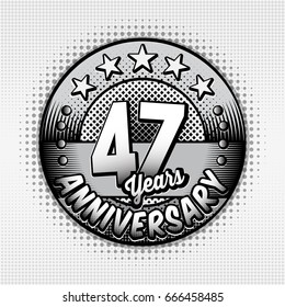 47th anniversary logo. Vector and illustrations. Comics anniversary logo.