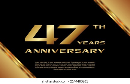 47th Anniversary logotype. Anniversary celebration template design for booklet, leaflet, magazine, brochure poster, banner, web, invitation or greeting card. Vector illustrations.