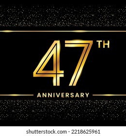 47th Anniversary Logotype. Golden Anniversary template design for celebration event, invitation card, greeting card, flyer, banner, poster, double line logo, vector illustration