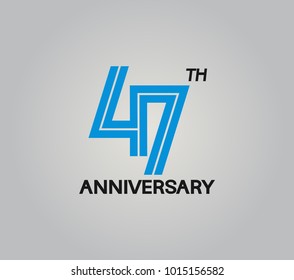 47th anniversary logotype with multiple line style blue color isolated on white background for celebration