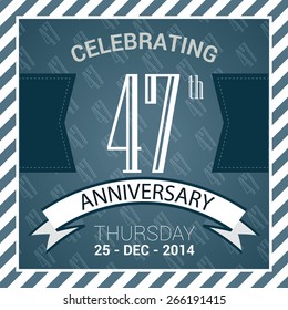 47th Anniversary poster / stamp/ template design in retro style - Vector Background
