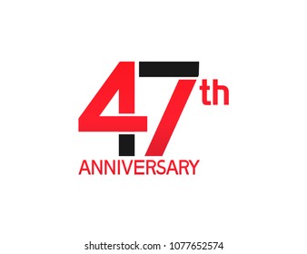 47th anniversary red and black design simple isolated on white background for celebration