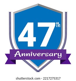 47th Anniversary. Anniversary sign collection isolated on white background. Vector Illustration EPS 10 File.