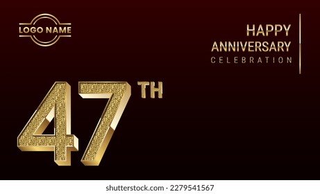 47th Anniversary template design concept with golden number. Vector Template
