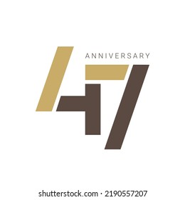 47th logo, 47 Years Anniversary Logo, number, Golden Color, Vector Template Design element for birthday, invitation, wedding, jubilee and greeting card illustration.