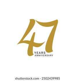 47th logo, 47 Years Anniversary Logo, number, Golden Color, Vector Template Design element for birthday, invitation, wedding, jubilee and greeting card illustration.