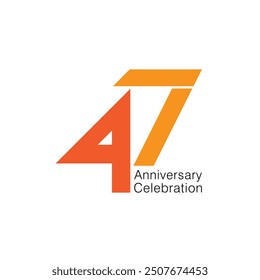 47th logo, 47 Years Anniversary Logo, number Vector Template Design element for birthday, invitation, wedding, jubilee and greeting card illustration.