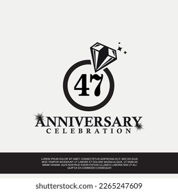 47th year anniversary celebration logo with black color wedding ring vector abstract illustration design