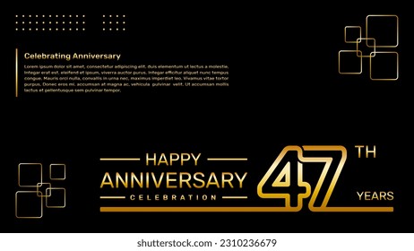 47th year anniversary template design with gold color, vector template illustration