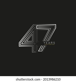 47th years anniversary celebration logotype with linked number black and white. Simple and modern design, vector design for anniversary celebration.