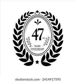 Jubiläumsfeier zum 47. Vector Template festliche Illustration schwarze Farbe mit weißem Hintergrund. Dekoration von Geburtstagsfeiern oder Hochzeitsfeiern.
