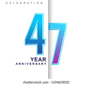 47th Years Anniversary with colorful design. Applicable for brochure, flyer, Posters, web and Banner Designs, anniversary celebration