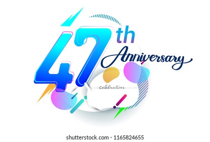 47th years anniversary logo, vector design birthday celebration with colorful geometric background, isolated on white background.