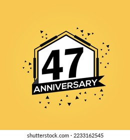 Logo del 47º aniversario, celebración del cumpleaños del diseño vectorial con diseño aislado geométrico.