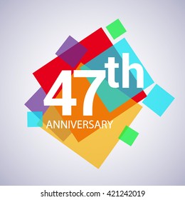 47th years anniversary logo, vector design birthday celebration with colorful geometric isolated on white background.