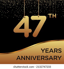 47th years anniversary, vector design for anniversary celebration with gold color on black background, simple and luxury design. logo vector template