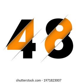 48 4 8 Number Logo Design with a Creative Cut and Black Circle Background. Creative logo design.