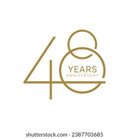 48, 48th Year Anniversary Logo, Color, Vector Template Design element for birthday, invitation, wedding, jubilee and greeting card illustration.