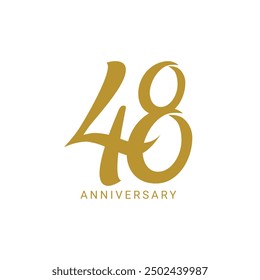 48, 48th Year Anniversary Logo, Color, Vector Template Design element for birthday, invitation, wedding, jubilee and greeting card illustration.