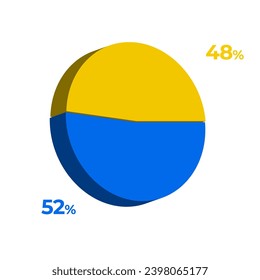 48 52 percentage 3d pie chart vector illustration eps