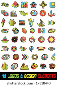 48 Abstract logos icons & design elelments vector