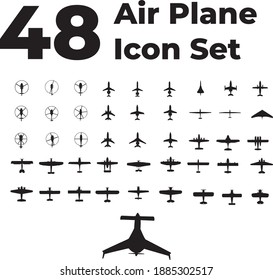 48 Airplane icon or vector set