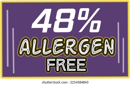 48% de alergen porcentaje Etiqueta de signo rectangular gratuita ilustración de arte vectorial con un tipo de letra y color púrpura de aspecto fantástico
