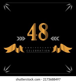 48 Anniversary celebration 3D vector template design illustration