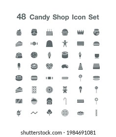 48 Candy Shop Icon Set Vektorgrafik