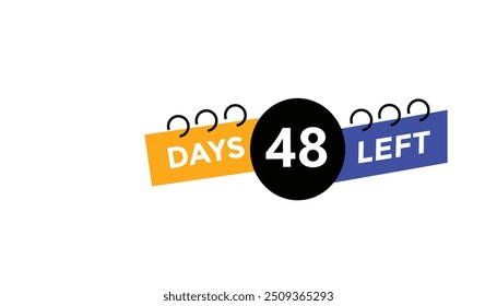 Quedan 48 días Número de cuenta atrás Anuncio de Plantillas. Ilustración vectorial