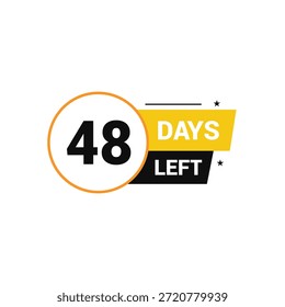 Quedan 48 días Número de cuenta regresiva Plantillas de Anuncio tiempo icono diseño de Vector