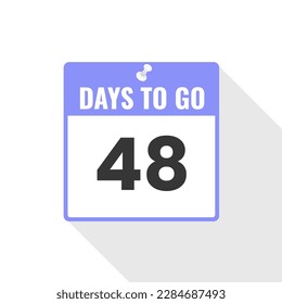 Icono de ventas de cuenta regresiva 48 días a la izquierda. Faltan 48 días para ir Banner promocional